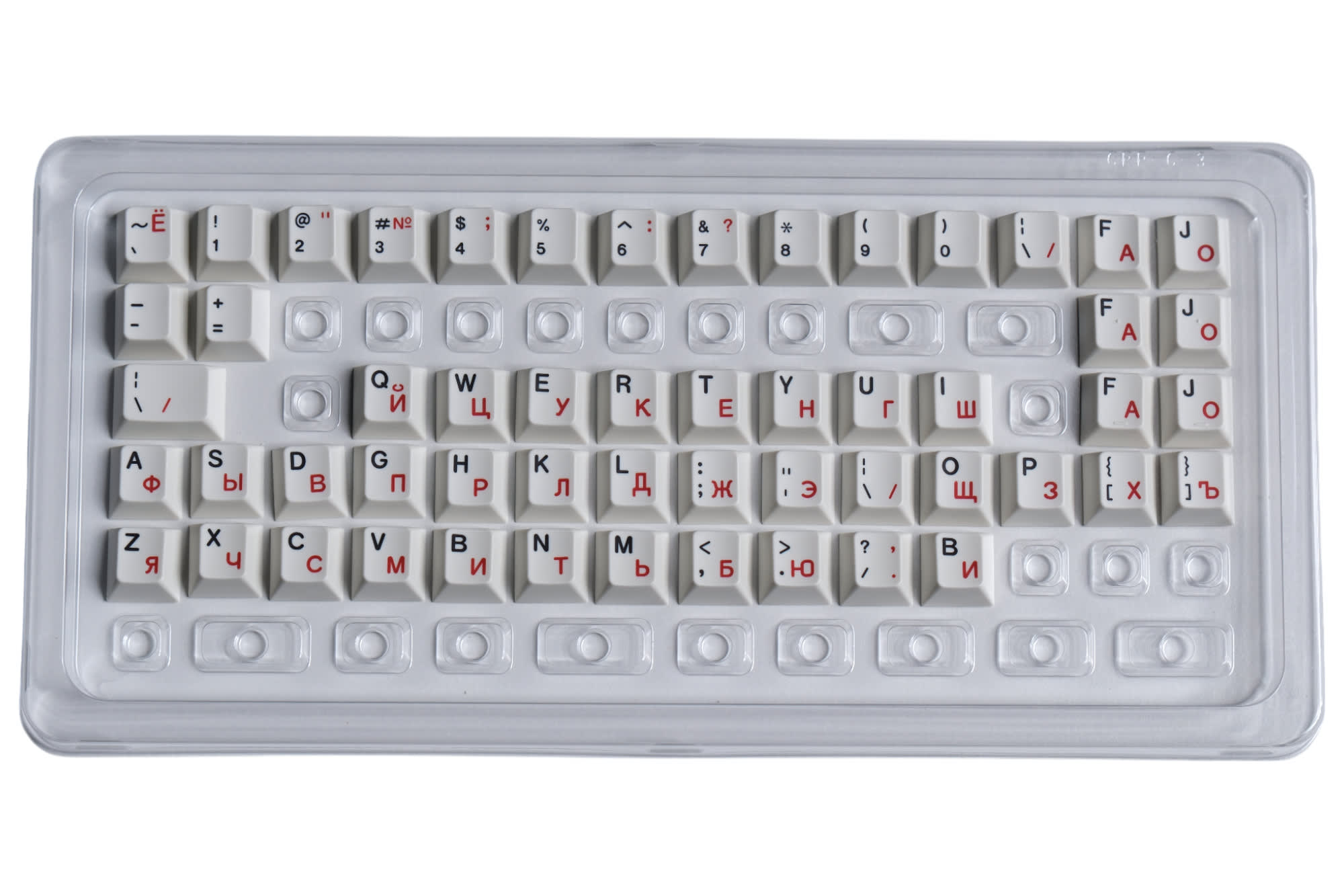 Hammerworks Alphas Cyrillic Red (R6) Keycap Kit · Milktooth